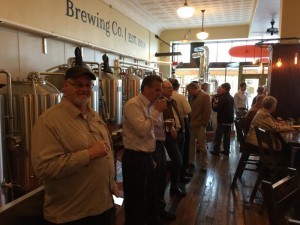 CAB members enjoying the ambiance at Playalinda Brewing Co., a project RUSH completed renovations on earlier this year.